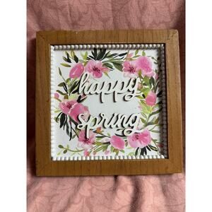 Happy Spring Wood Farmhouse Sign Wall Hanging, Spring Decor